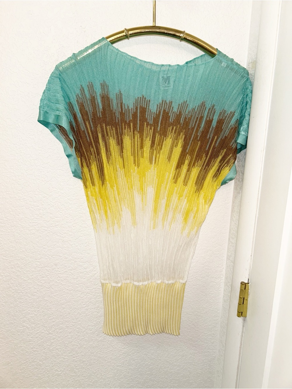 MISSONI The Y2K degrade Blouson Style Ombré Top Turquoise Brown SZ: 10